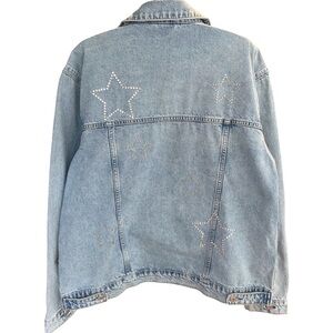 RAILS Trucker Jean Jacket Relaxed Rhinestone Grove Star-Embellished Size Large